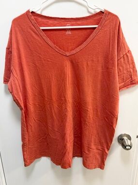aerie V-Neck Short Sleeve Tee - Rust Orange